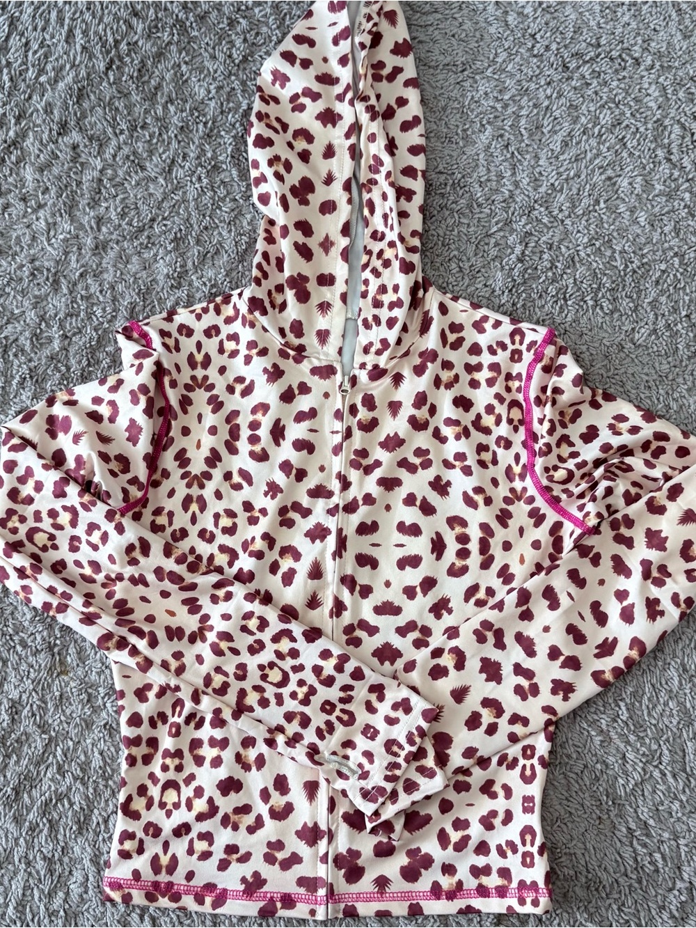 Pink Leopard Print Zip Hoodie